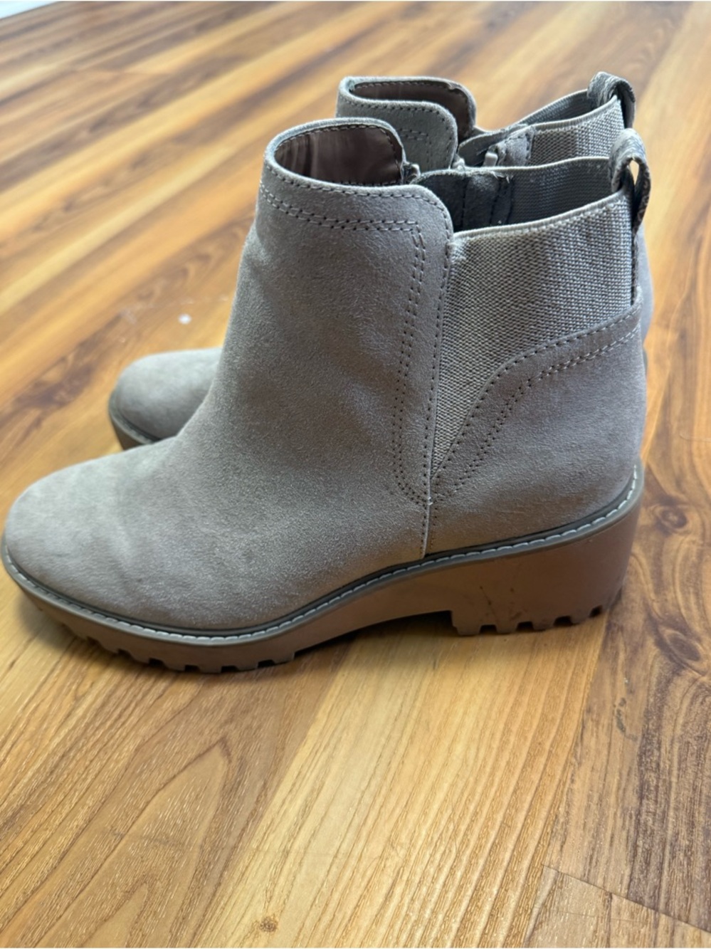 Women's Taupe Suede Wedge Ankle Boots